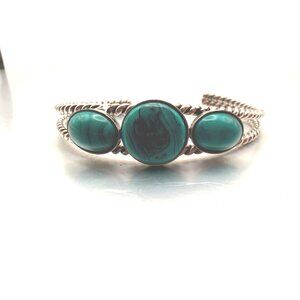 Vintage Southwestern Style Silver Tone Turquoise Cuff Bracelet – Fashion Jewelry